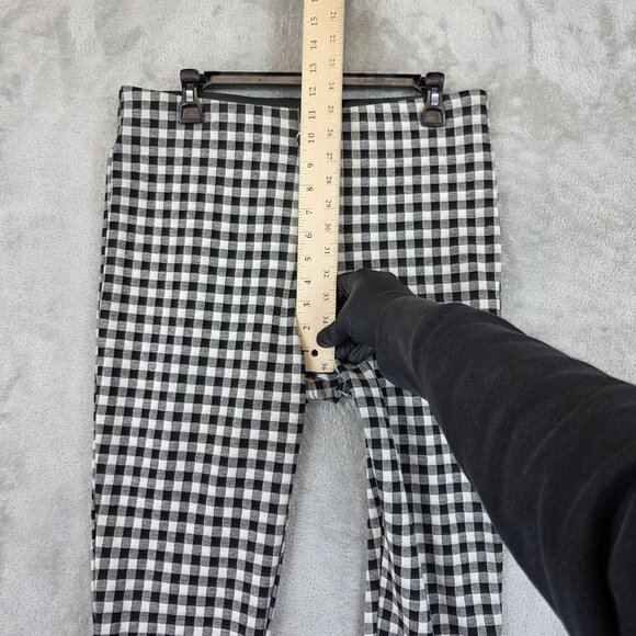 Zara Pants Womens XL Black White Gingham Check Stretch Skinny Ankle Zip Front - Picture 4 of 12